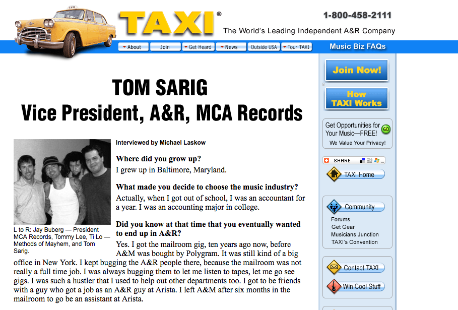 Tom Sarig's interview with TAXI